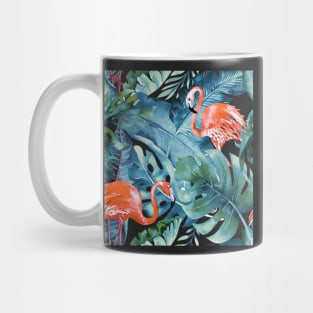 Pink Flamingos Dusty Teal Tropical Foliage Mug